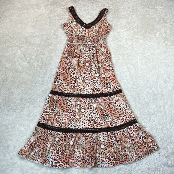 Sofia Jeans leopard print wild terrain sandshell tiered maxi dress, size small - Picture 5 of 12